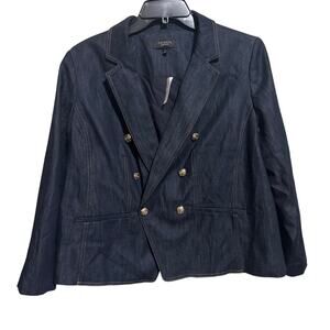 NWT Talbots Jean Denim Double Breasted Blazer 16 WP
